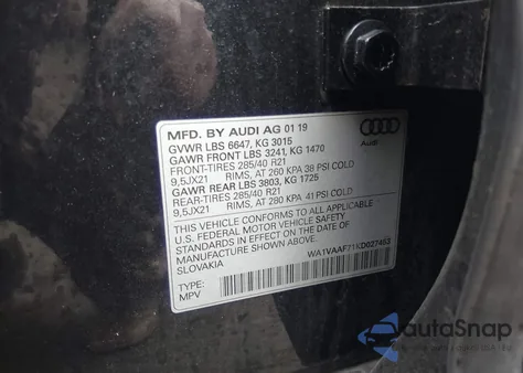 2019 Audi Q7 55 Premium z USA, uszkodzony, nr VIN WA1VAAF71KD027453